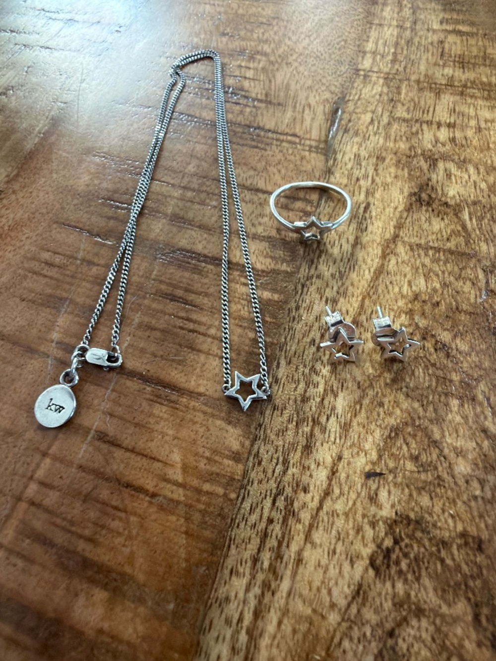 Karen Walker Sterling Silver Star Jewelry Set (Necklace, Earrings, Ring)